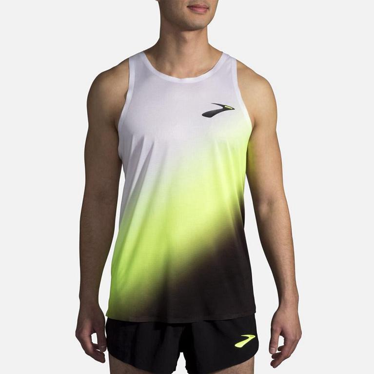 Brooks Elite Running Tank Top - Men's - White (02165-BDIJ)